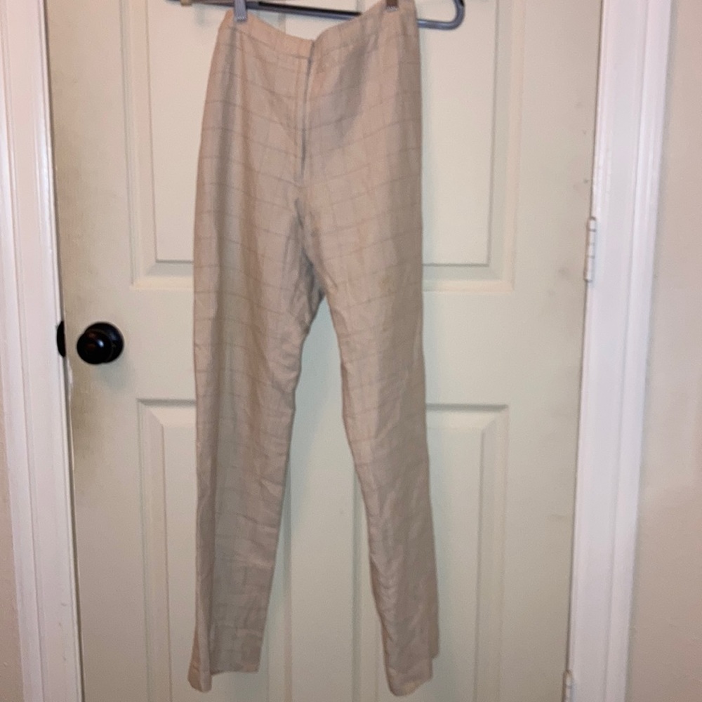 Vintage cream plaid high-waisted dress pants